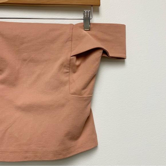 Anthropologie Deletta Off the Shoulder Top Size Small Peachy Rose Ponte‎ Knit - Picture 7 of 11